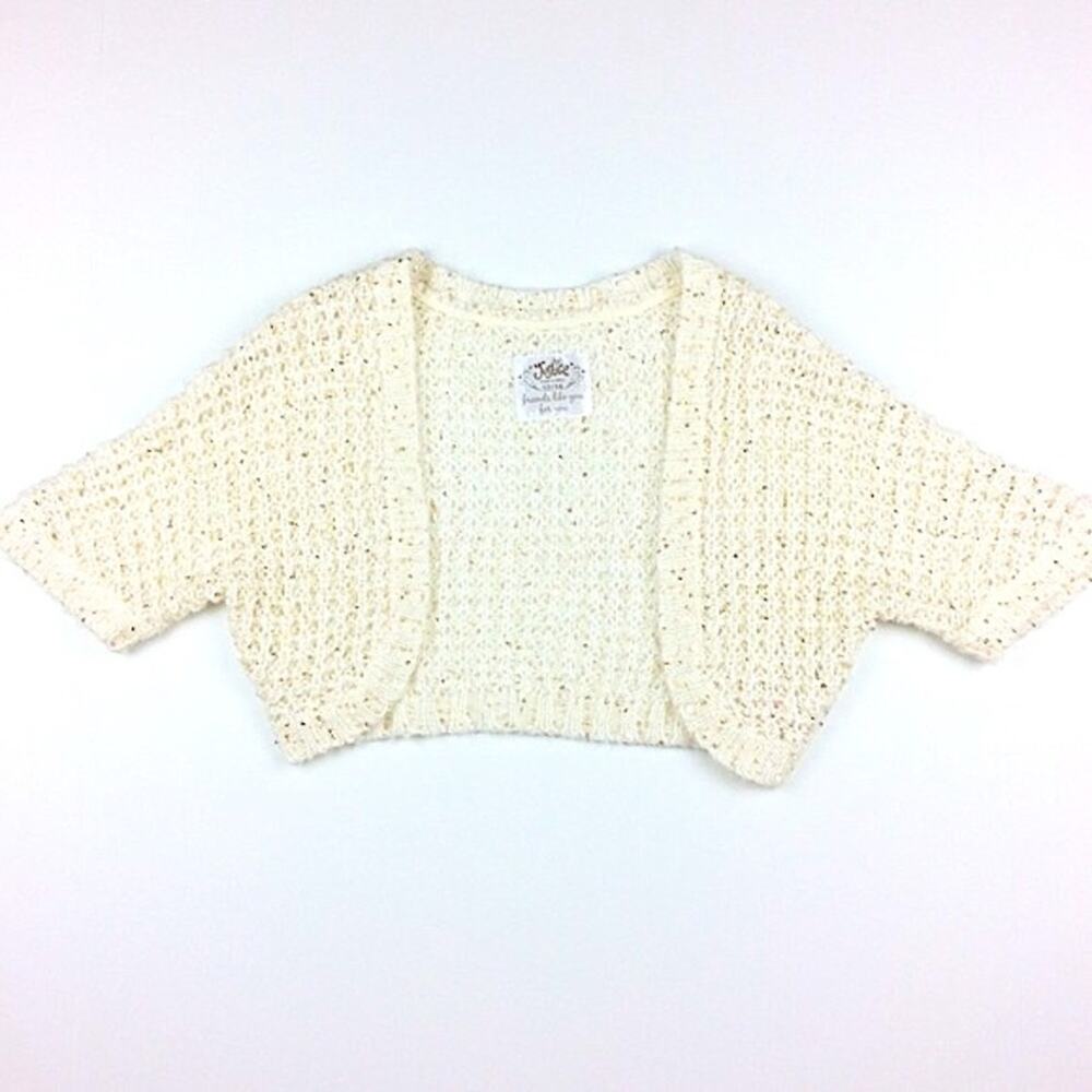 JUSTICE | Bolero Sweater Cream Gold Sequin 12 14